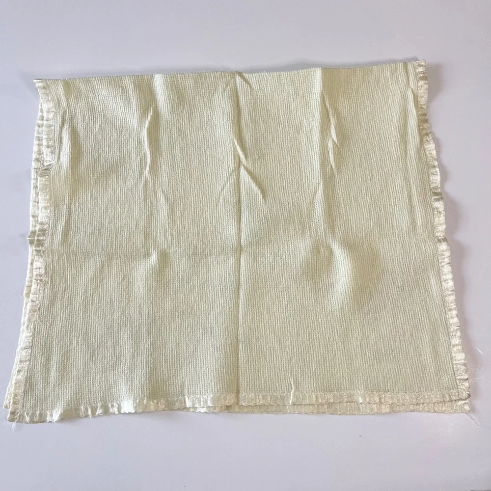 Vtg Waffle Weave Baby Blanket Satin Trim Embroidered Clown Cream Yellow 37x22